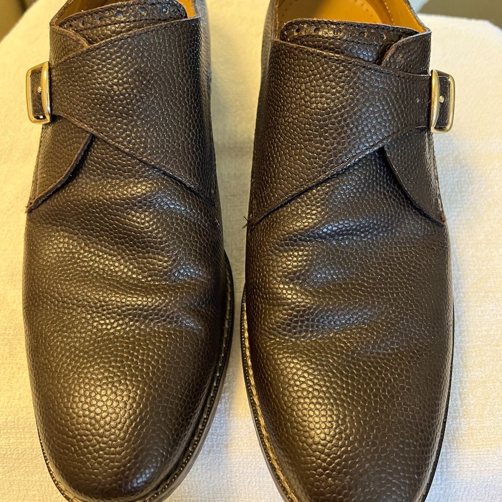 Cole Haan Contemporary Monk Strap Pebble Brown Leather 9.5 D
